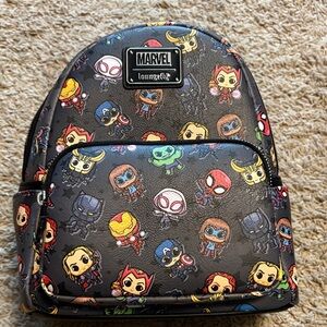 Loungefly Marvel Backpack - Black with Colorful Superheroes
